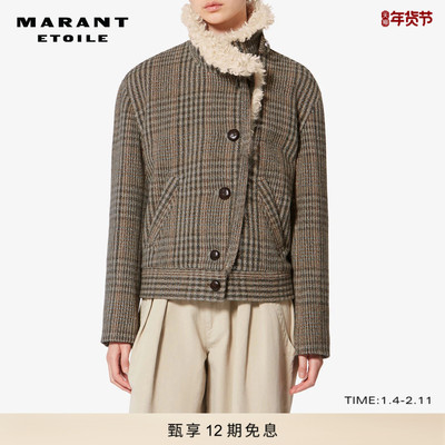 MARANT ETOILE2026早春新款Fadia 威尔士亲王羊毛短大衣