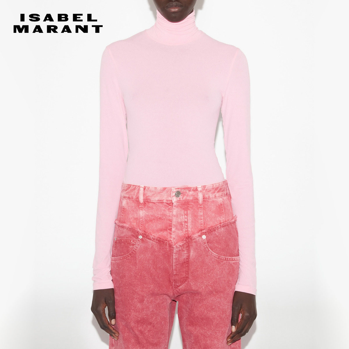 ISABEL MARANT 粉色半高领修身上衣