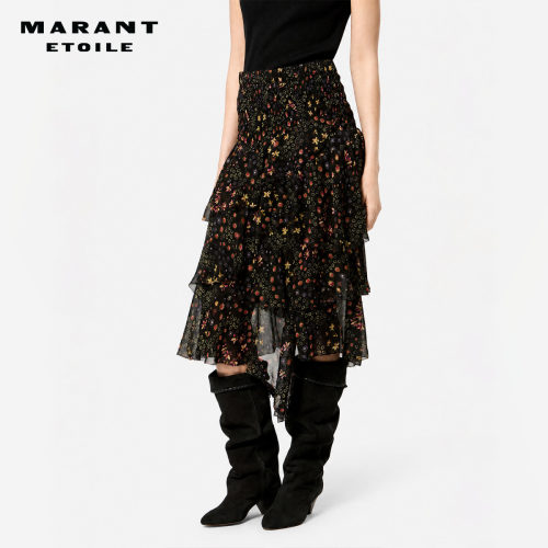 【26早秋新品】MARANT ETOILE BRIGITTE法式印花雪纺中长半身裙