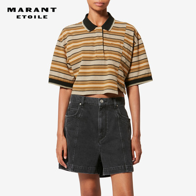 MARANT ETOILE ISALYNE 法式条纹针织上衣短袖女