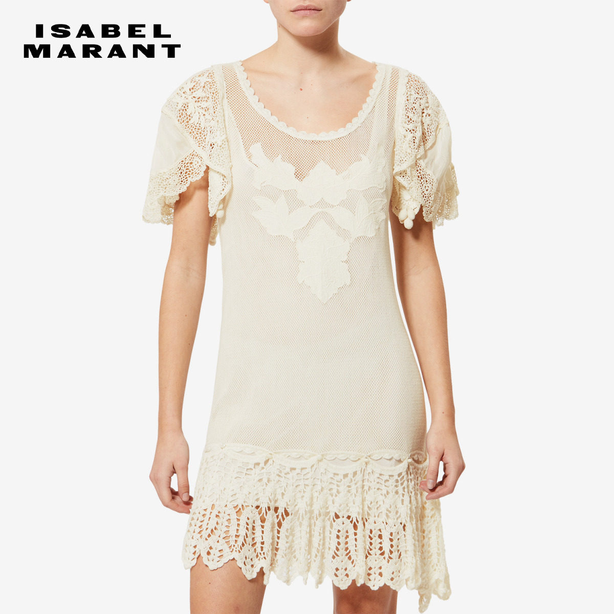 【秀场同款】ISABEL MARANT2026春夏新款DIENA 刺绣棉网布连衣裙