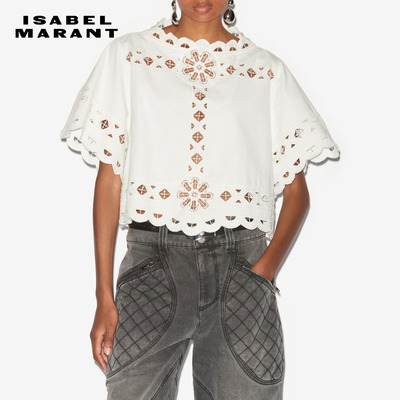 ISABELMARANT复古蕾丝短袖衬衫