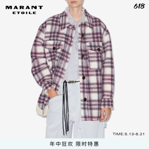 MARANT ETOILE HAVEN法式格纹大衣外套女