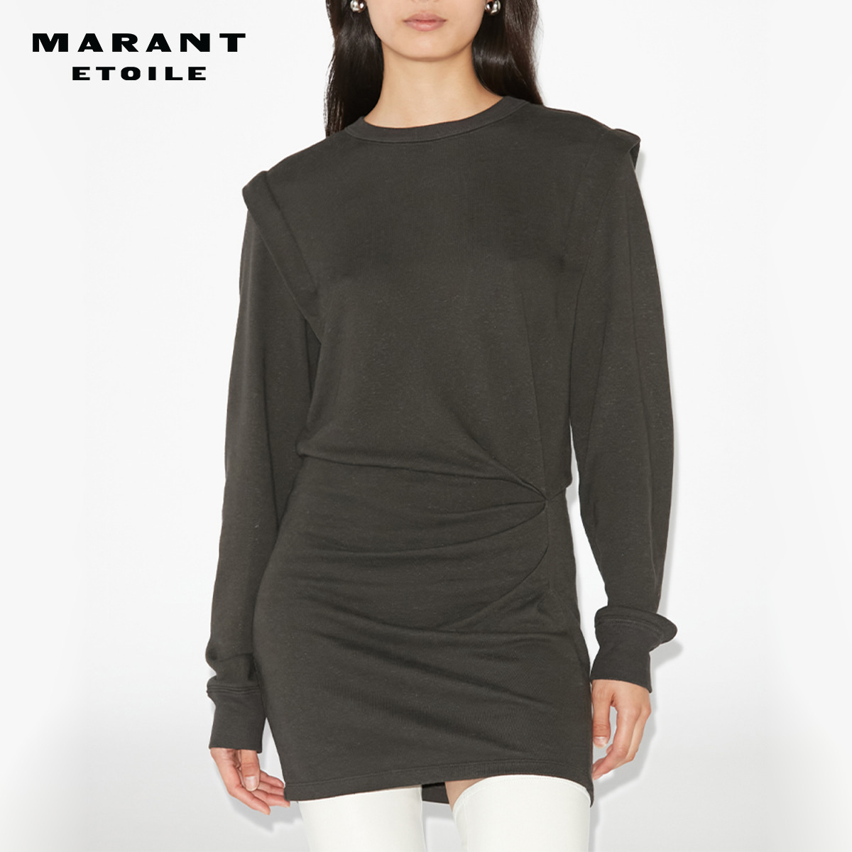 圆领长袖包臀裙法式优雅气质