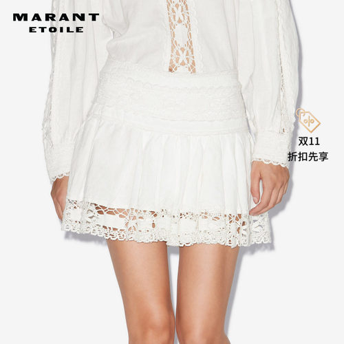 MARANT ETOILE2025 VIOLANA法式白色蕾丝短裙女