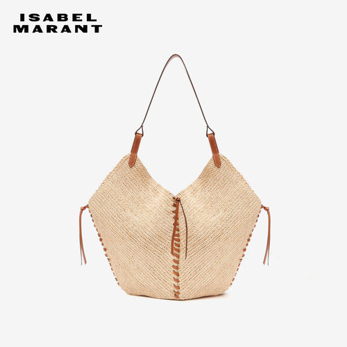 ISABEL MARANT TAMPA法式休闲大容量拉菲草草编包单肩包女