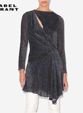 ISABEL MARANT SELMA法式修身镂空连衣裙小黑裙女