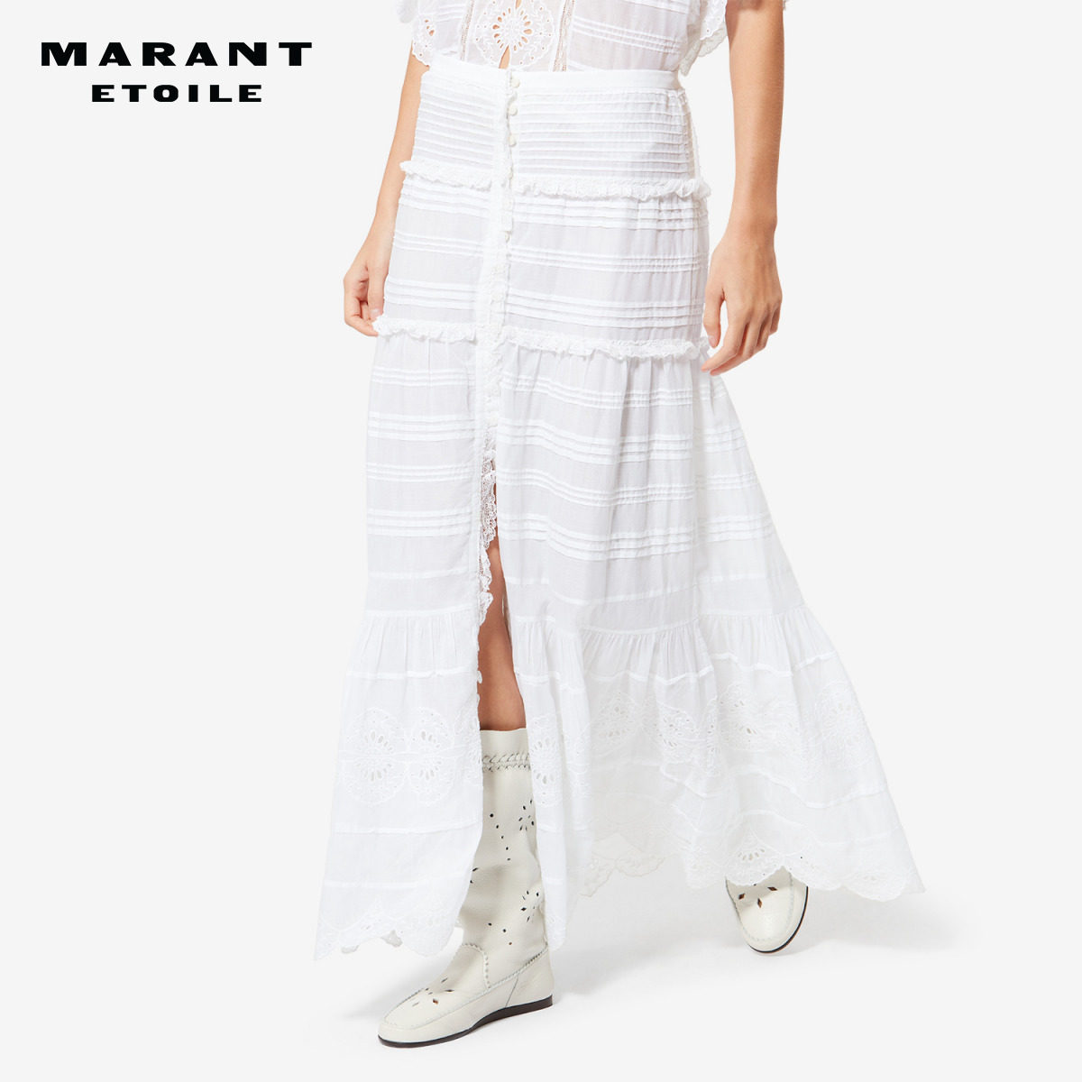 MARANT ETOILE2026春夏新款PAOLINE 女式花卉蕾丝荷叶边衬裙