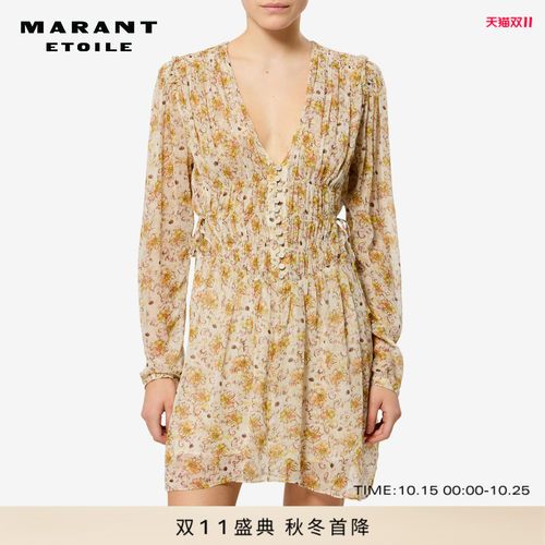 【26早秋新品】MARANT ETOILE FLOREL法式印花雪纺薄纱连衣裙女