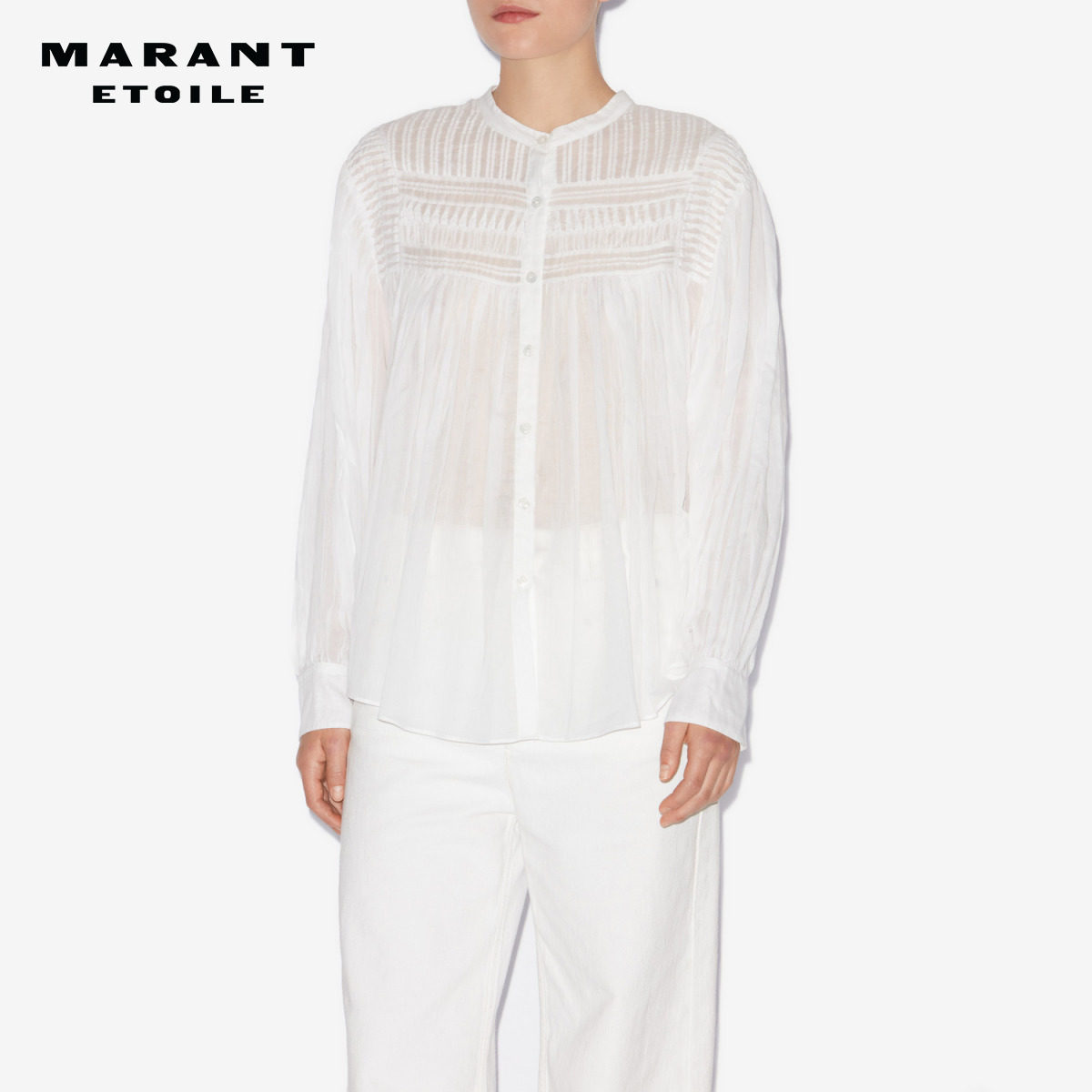 MARANT ETOILE PLALIA法式风琴褶圆领衬衫