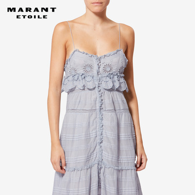 MARANT ETOILE2026早春新款PAULE 长款棉质花卉蕾丝连衣裙
