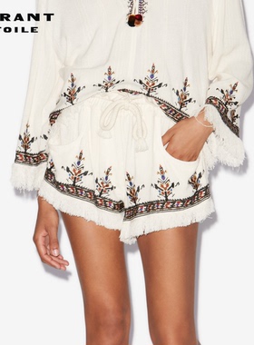MARANT ETOILE2025 KRISS民族风刺绣流苏装饰短裤女