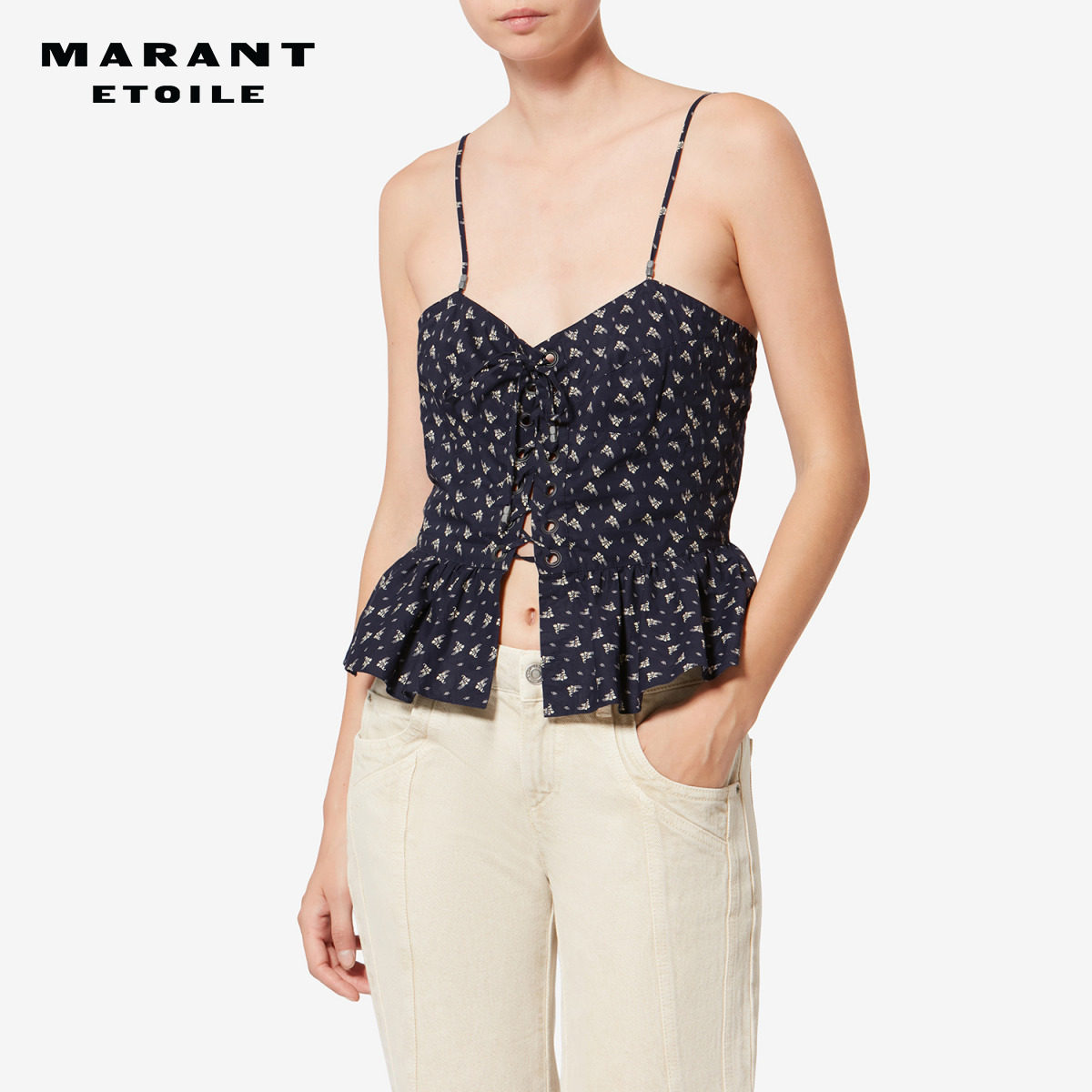 MARANT ETOILE DOLMA 棉质印花吊带上衣 - 实物图