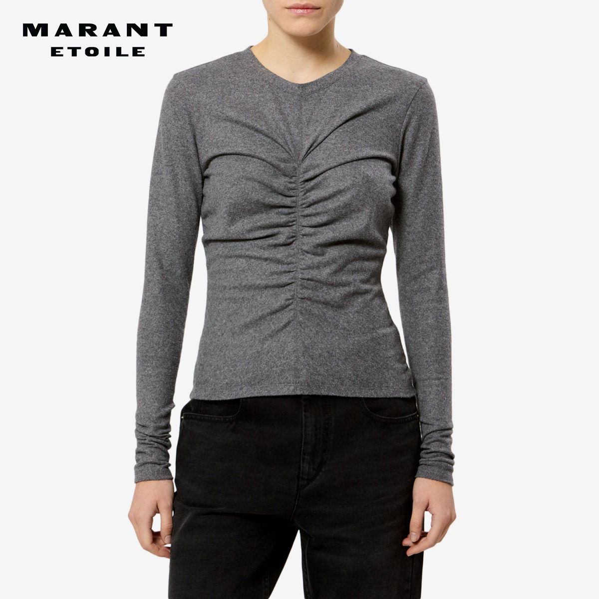 【26早秋新品】MARANT ETOILE DELESA羊毛混纺针织修身抽褶上衣