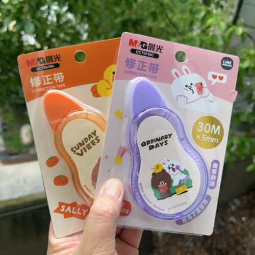 晨光新品LINE FRIENDS布朗熊可妮兔卡通修正带30M可爱小熊小黄鸡学生办公不易断带大容量学生修正带QCT5610C