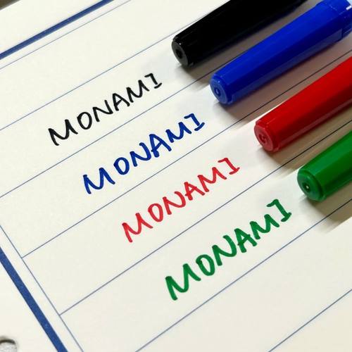 韩国慕娜美monami水性记号笔0.7笔尖学习签字勾划线订正注释批改办公学生黑蓝红水性笔签字笔