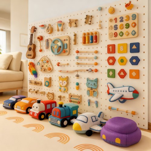 益智玩具洞洞板宝宝忙碌板爬垫围栏儿童蒙氏早教游戏挂墙内婴幼儿