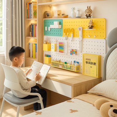 定制墙壁金属学习桌墙面磁吸收纳墙上洞洞板置物架免打孔儿童书桌