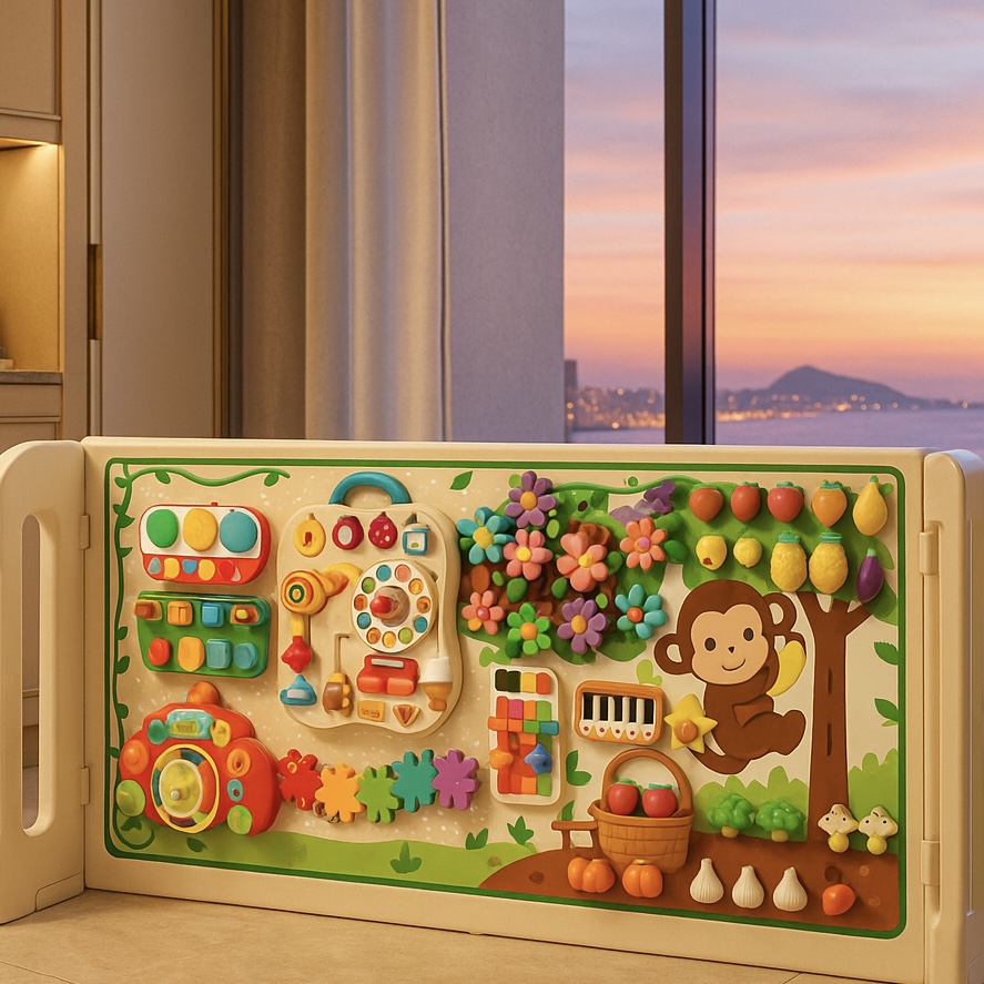 儿童蒙氏早教自制挂墙面婴幼儿益智玩具宝宝忙碌板墙上围栏洞洞板