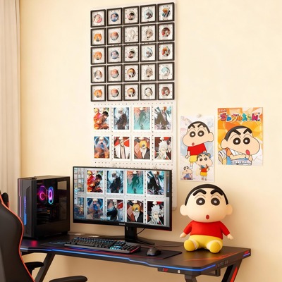 DIY配件电竞桌墙上谷子展示架亚克力吧唧盒徽章收纳洞洞板置物架