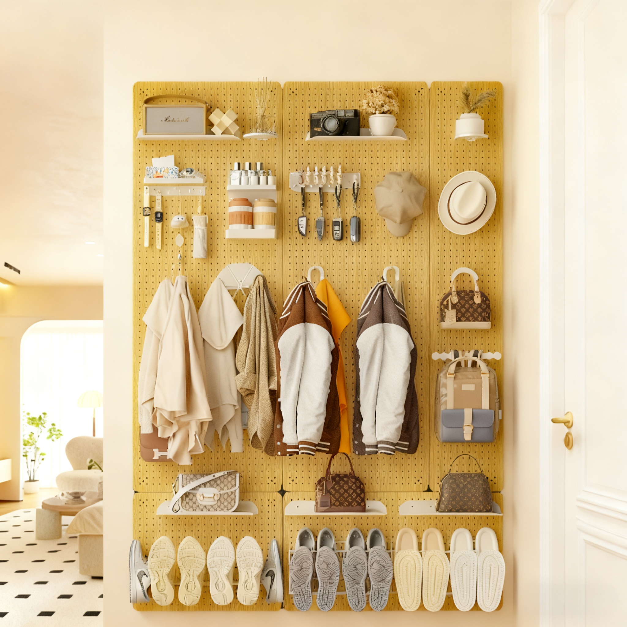 入户玄关挂墙面上金属磁吸展示配件造型墙收纳架洞洞板置物架DIY