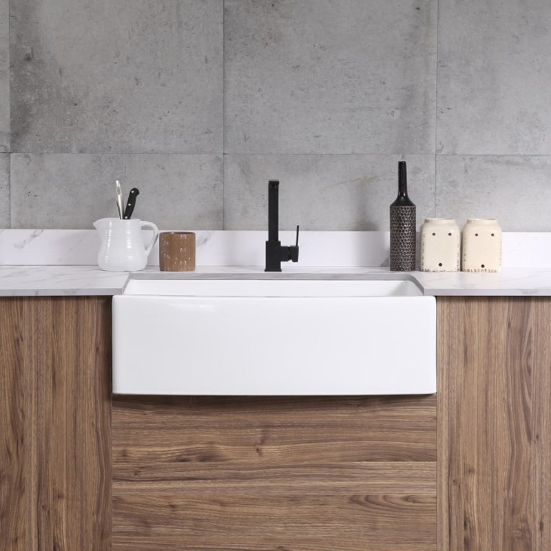 蝶陶半嵌入开放式橱柜组合24寸水槽美式复古厨房陶瓷单槽洗碗菜盆