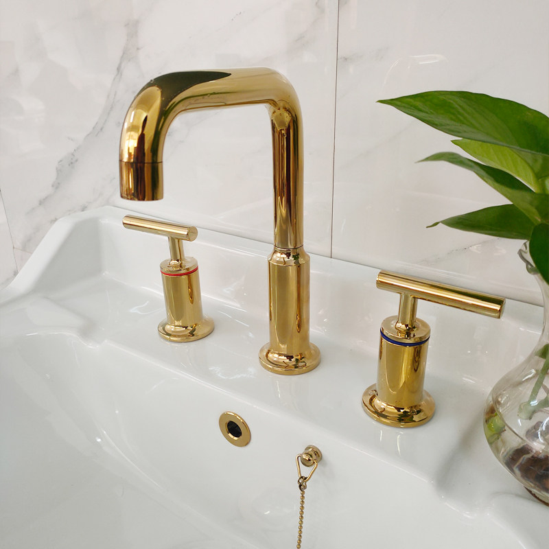 蝶陶卫浴 出口英国8寸三孔面盆龙头复古风格铜制水龙头可定制颜色