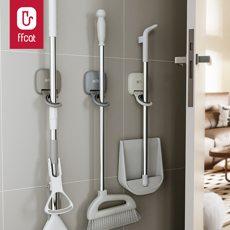 非非猫拖把挂钩壁挂免打孔卫生间挂拖布神器扫把固定架强力拖把夹