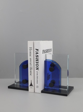 北欧创意蓝色拱形水晶书档摆件书房客厅卧室玄关样板房家居装饰品