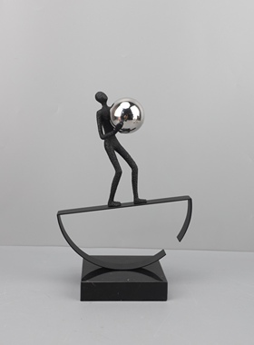 简约现代抽象杂技运动人物金属摆件玄关卧室书房客厅桌面家居饰品