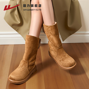 加绒棉靴厚底防滑中筒靴美拉德时装 冬季 靴 25新款 回力雪地靴女棉鞋