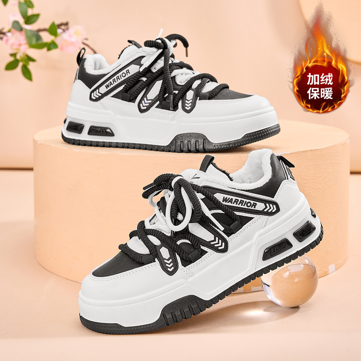 回力女鞋加绒板鞋女鞋秋冬款小众百搭学生板鞋运动休闲鞋