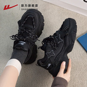 ins小个子休闲厚底老爹鞋 回力黑色运动鞋 秋季 女鞋 子女款 2025新款