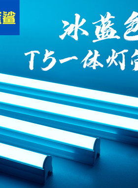 冰蓝色led灯管舞台健身房酒吧KTV直播海洋浅蓝彩色T5一体长条灯带