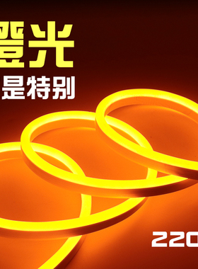 橙色LED柔性灯带220V吧台酒吧KTV招牌户外暖光橙光桔色橘黄色灯条