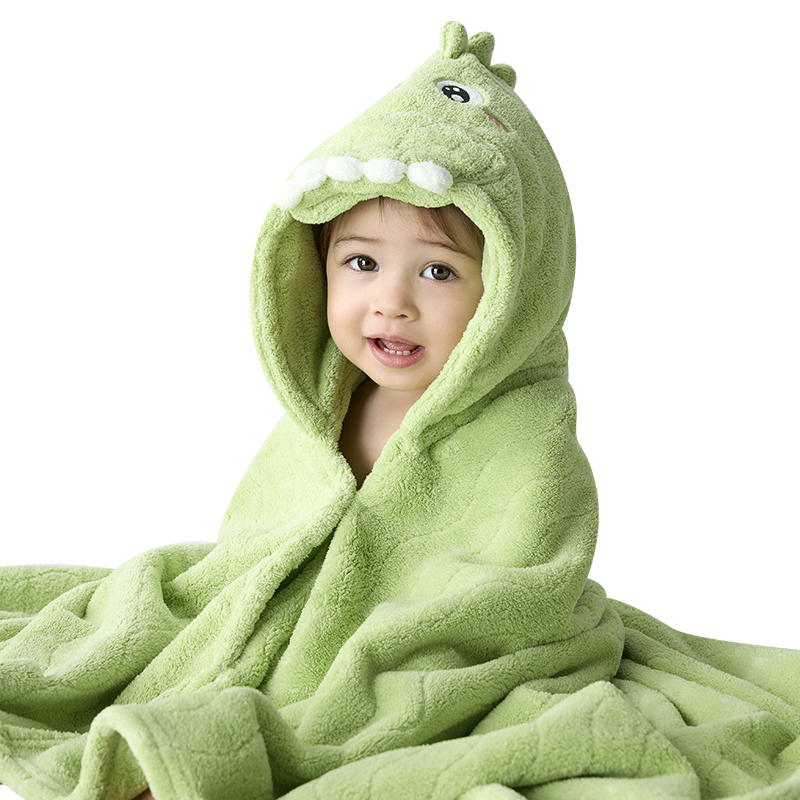 taoqibaby婴儿浴巾斗篷儿童浴袍带帽新生宝宝洗澡裹巾速干吸水