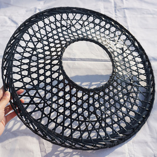 儿童舞蹈表演镂空竹帽竹编空心斗笠帽古风黑红色影视拍摄道具帽子