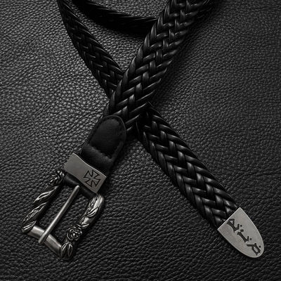 ERD忧郁的富二代玫瑰花朋克摇滚手工编织皮带-窄款