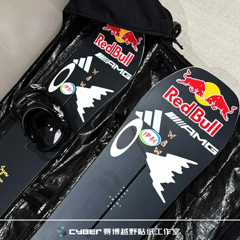 伯顿红牛AMG雪板贴纸BURTON滑雪赞助LOGO单板贴伊利欧克利耐低温