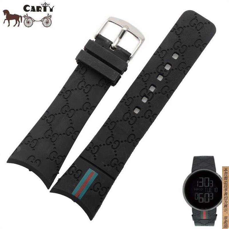 原厂代用CARTY硅胶表带Gucc胶手表带黑棕蓝弧口26*20mm手表配件