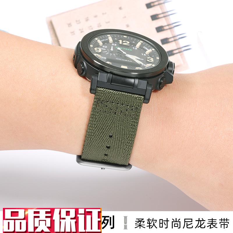适配卡西欧PRG-600YBPRWu-6600PRG-650军绿男帆布尼龙手表带24mm