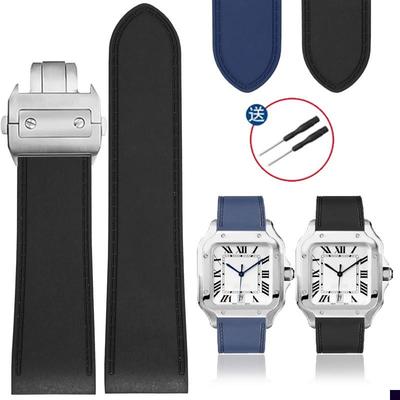 适用于卡地亚硅胶手表带山度士Santos100桑托斯大号橡胶表带2325m