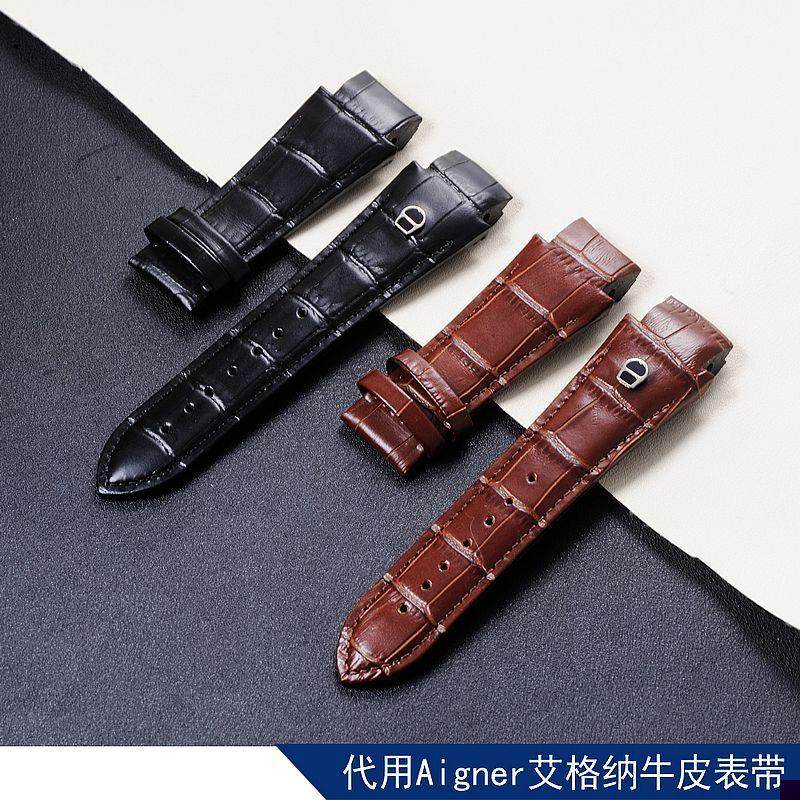 适用于CARTY真皮表带aigner硬头颗艾格纳28mm凸宽21手表配件