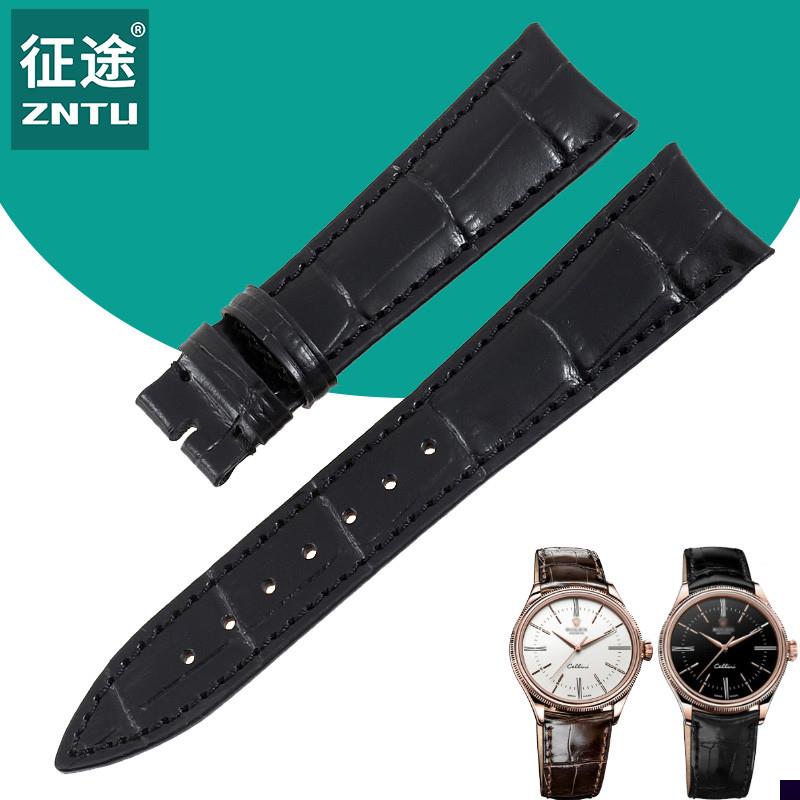 适用于劳力士切利尼系列50509/50505真皮表带弯头手表配件20mm