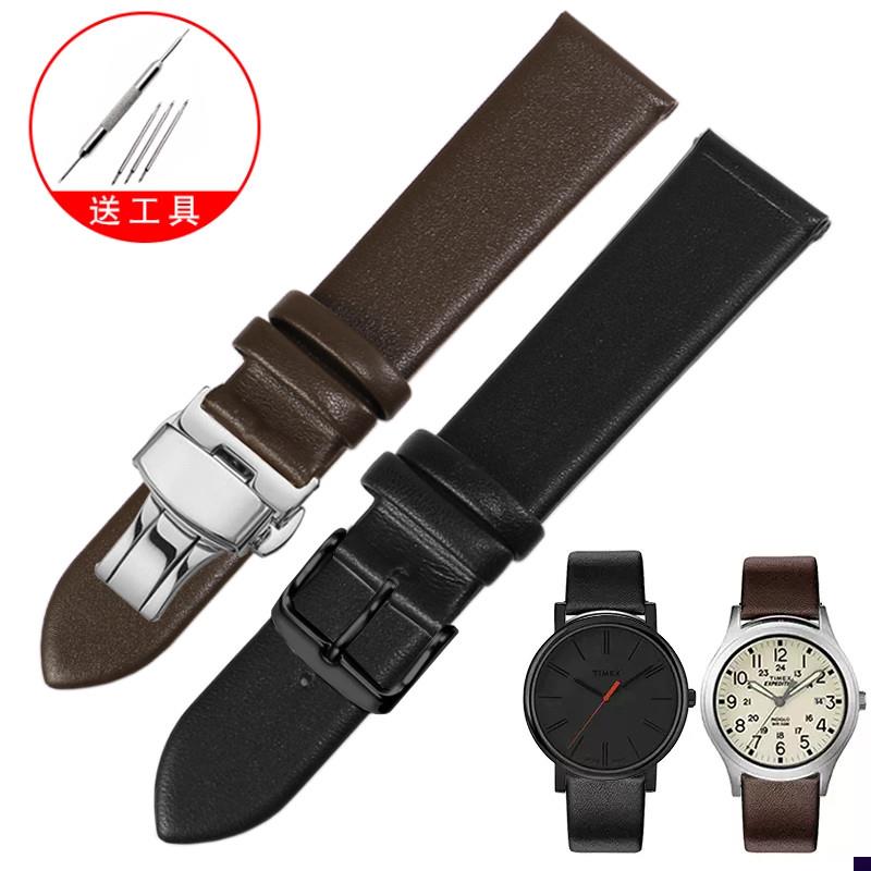 适配真皮手表带Timex天美时T49905ET49963系列防水牛皮手表配件