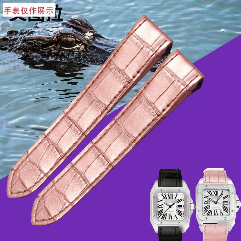 适用鳄鱼皮表带适配卡m地亚桑托斯老款山度士手表带男女San表带