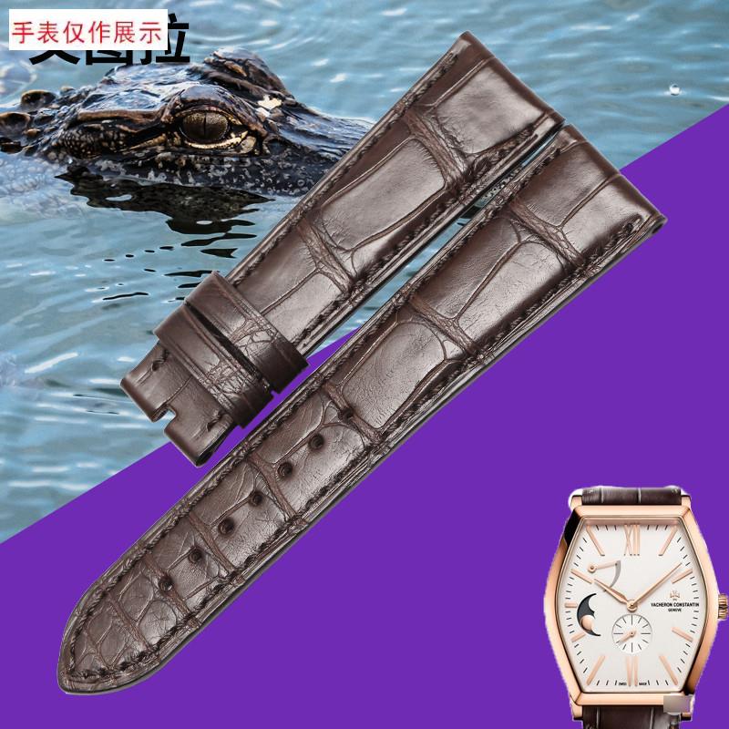 适用美洲鳄鱼皮表带V.C江诗丹顿马耳他700P0M手表带真皮表带