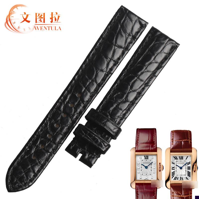 适配美洲鳄鱼皮原装卡地亚坦s克系列W5310027女专用手表带真皮