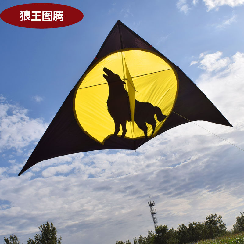 新款特色潍坊风筝狼王图腾风筝微风易飞大型伞布专业微风易飞风筝