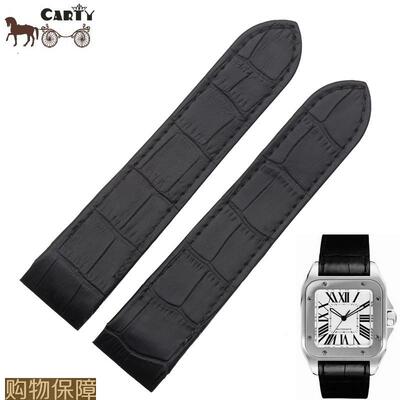carty真皮适配卡地亚山度士santos桑托斯皮表带黑202324mm男